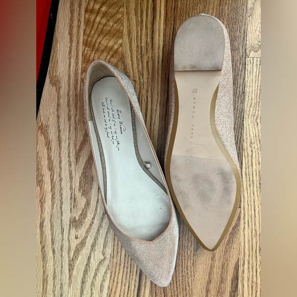 Zara Pointed Ballet Flats -sz 37 - Champagne Gold - Picture 5 of 7